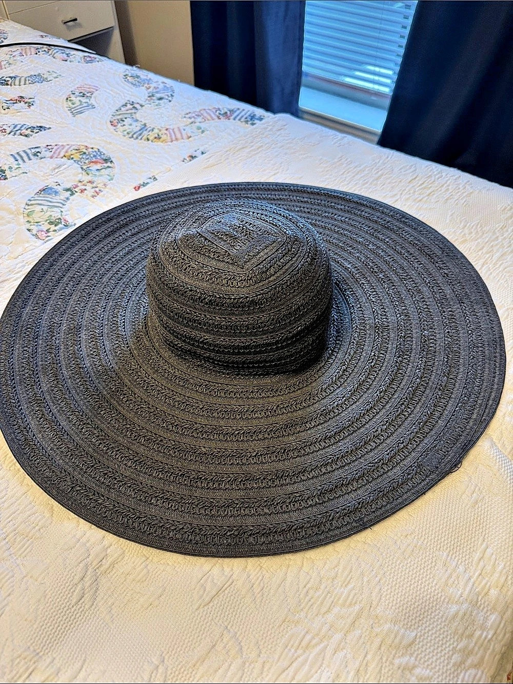 a new day Black Straw Floppy Sun Hat Black S/M
